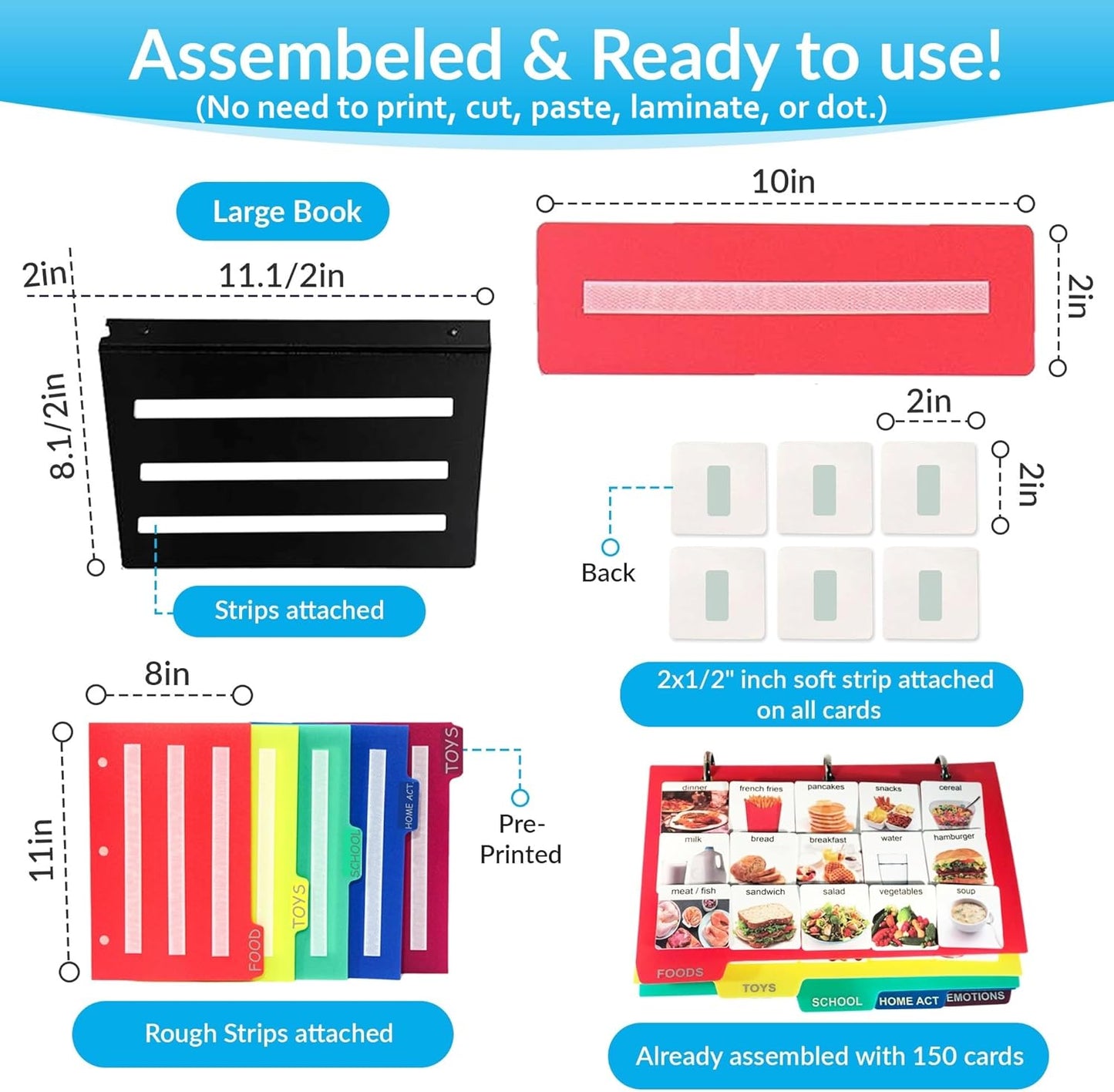 Visual Communication Book with 162 Real Photo Cards – Autism & Speech Therapy Tool for Kids with ASD, Apraxia, ADHD – Language Development & Vocabulary Builder (Large, Durable Plastic Pages)