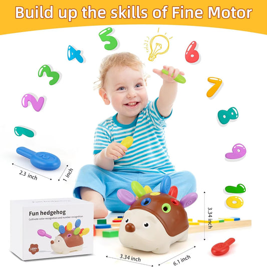 Hedgehog Fine Motor Toy for Toddlers – A Montessori-inspired educational toy designed to enhance counting, sorting, and sensory learning for young children.
