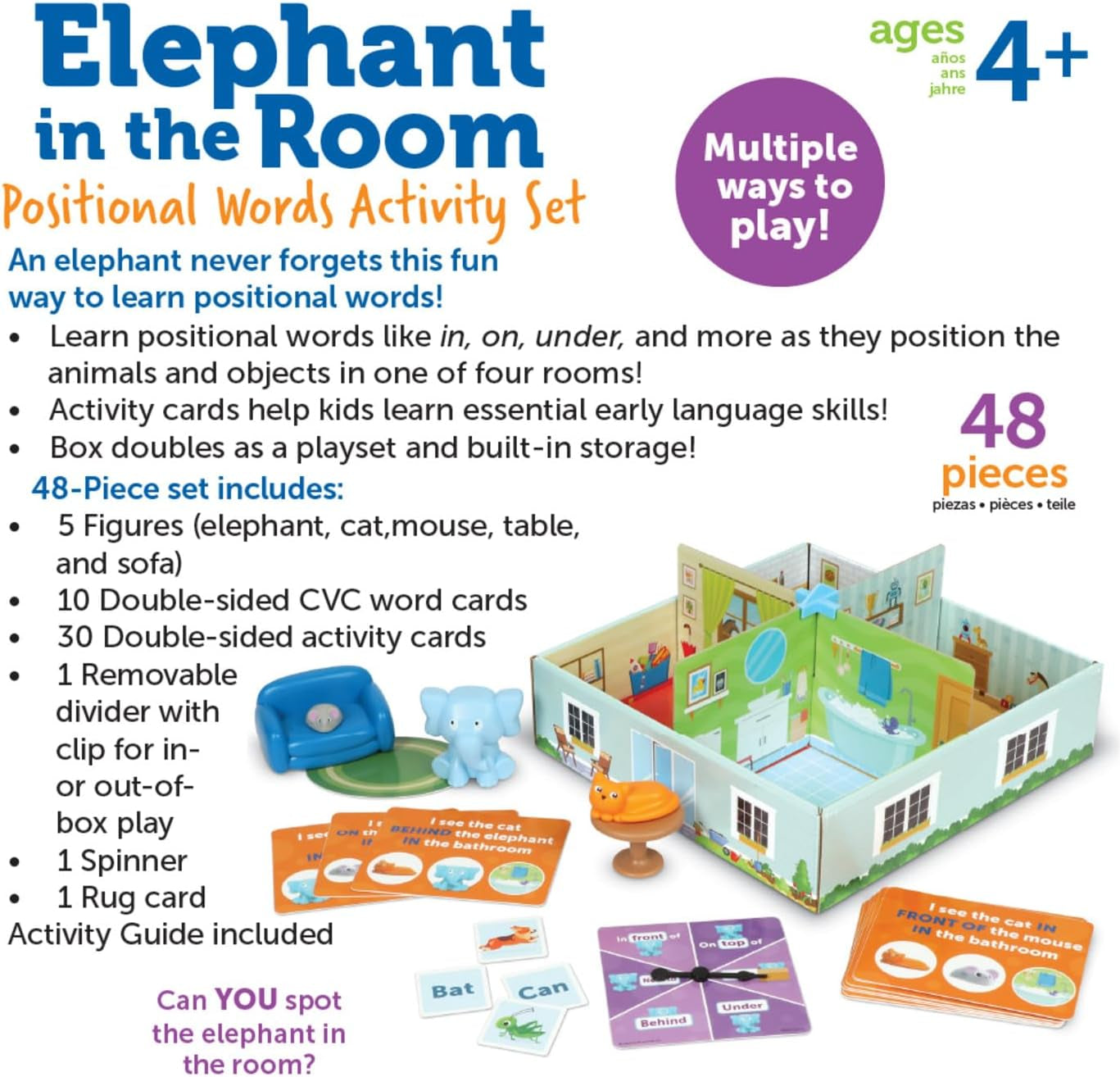 Elephant in the Room Positional Word Activity Set – Fun Educational Game for Kids 4+ | Helpful for Children with Learning Disabilities & Deaf, Educational Games, Board Games for Kids, Ages 4+