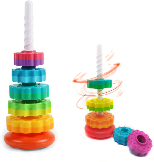 Spinning Stacking Toy for Toddlers 1-3 – Autism-Friendly Sensory Spin Tower for Boys & Girls – Colorful Stacking & Spinning Toy to Boost Motor Skills & Focus – Great Gift for Babies, Toddlers & Kids (1 PCS)