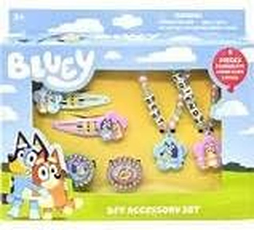 Bluey BFF Jewelry Box Set for Girls – 6-Piece Toy Set with Rings, Bead Bracelets & Hair Clips – Dress-Up Accessories for Toddlers & Kids Ages 3+