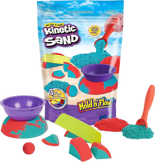 Kinetic Sand Mold N’ Flow – Sensory Play Sand for Kids & Toddlers | Calming, Mess-Free Fun for Autism, ADHD & Sensory Development