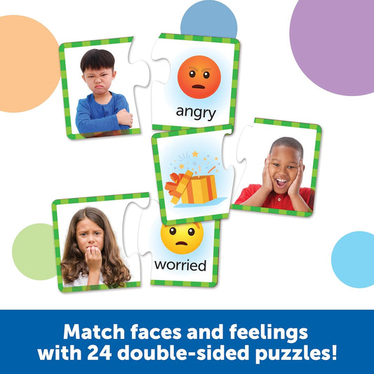 Feelings & Emotions Puzzle Cards – 48-Piece Social Skills Game for Kids Ages 3+ | Autism-Friendly Learning Materials, SEL & Speech Therapy Tools, Educational Toy for Emotional Intelligence