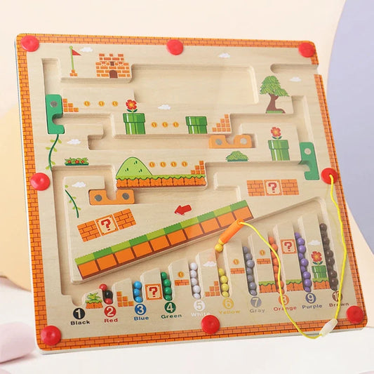 ✨ “Wooden Magnetic Number & Color Maze 🎨🔢 | Montessori Sensory Toy for Fine Motor Skills, Low Vision & Early Learning”