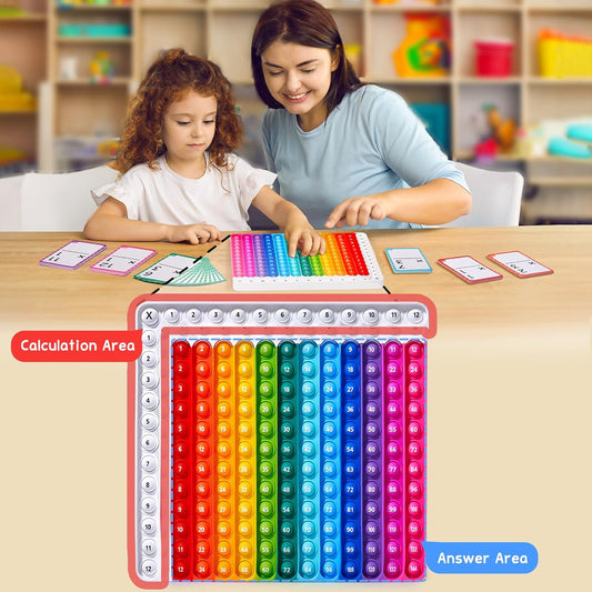 Multiplication Flash Cards & Pop Fidget Mat – 156 Hole-Punched Math Flashcards for Kids Ages 8+, Times Tables for Grades 3-6