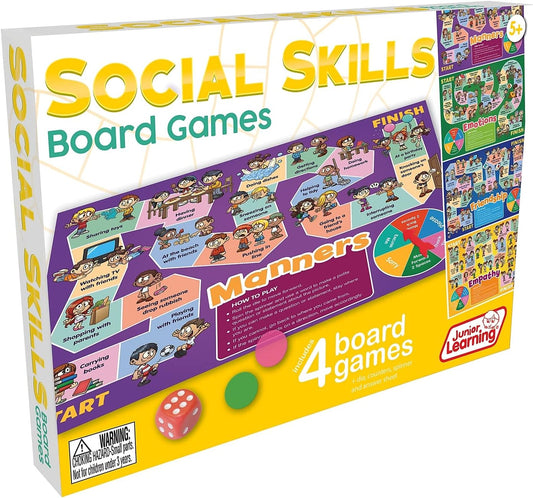 Social Skills Board Games, 4 Games, Ages 5-8, Empathy & Manners, Grade 1-2