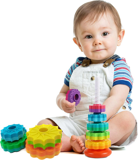 Spinning Stacking Toy for Toddlers 1-3 – Autism-Friendly Sensory Spin Tower for Boys & Girls – Colorful Stacking & Spinning Toy to Boost Motor Skills & Focus – Great Gift for Babies, Toddlers & Kids (1 PCS)